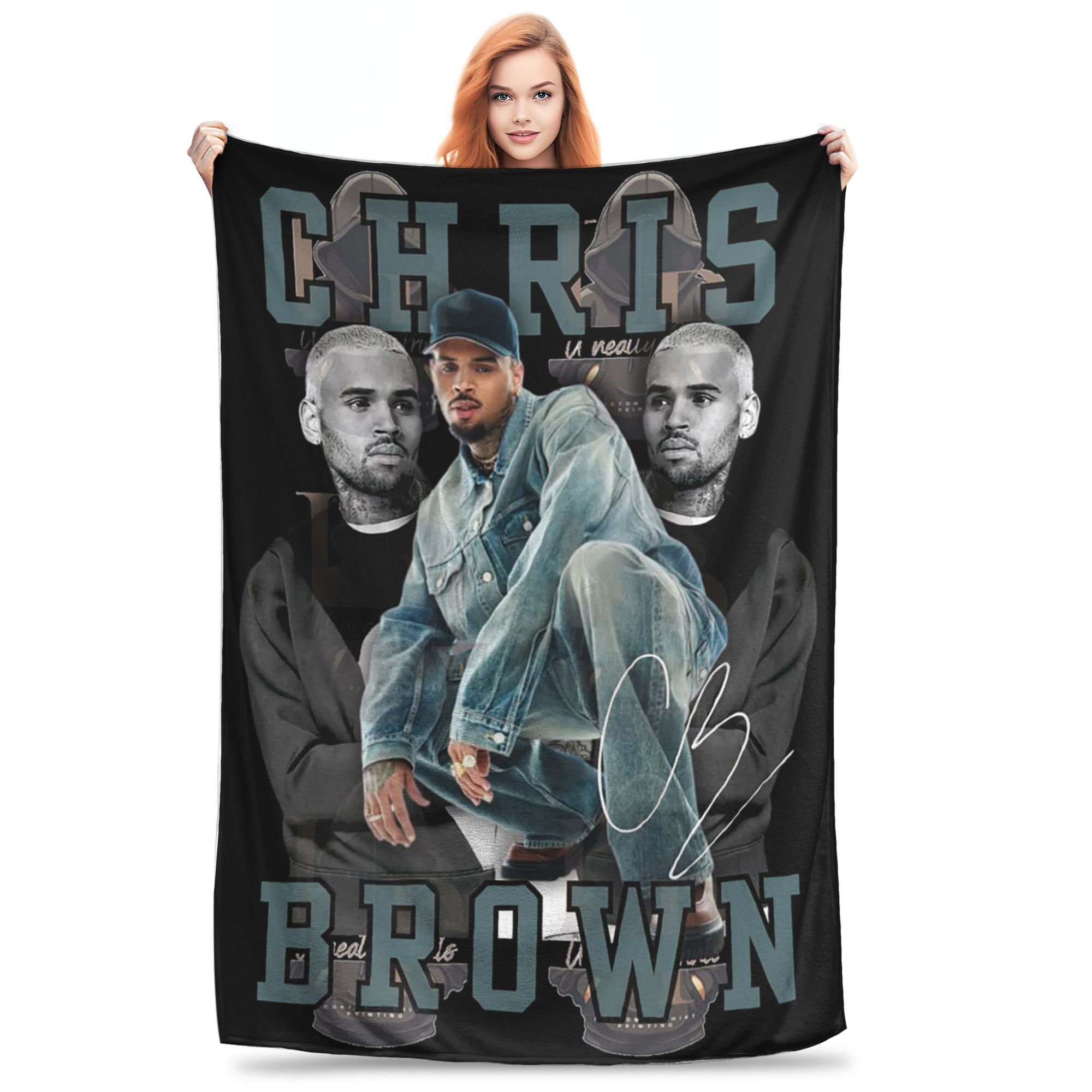 

Chris Brown Homage 90s Hip Hop Rapper Blankets Multi-function Fleece Sofa Throw Blanket for Home Bedroom Throws Bedspread Quilt 80x120cm