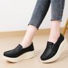 Fashion Wedge Heels Women Platform Shoes Rocker Shoes Genuine Leather Slip-on Loafers Casual Walking Shoes