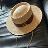 Chain Strap Straw Fedora Hat  Embellished Beach Hats with Chain For Women Straw Woven Sun Hats Summer Holidaty Panama Hat