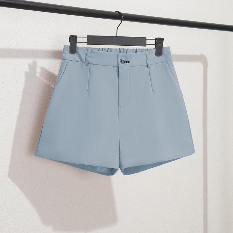 Women's High-Waisted Black A-Line Wide-Leg Slimming Shorts - Spring 2022 Korean Style
