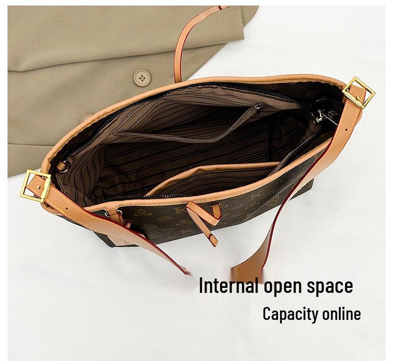 Elegant Floral Women's Tote: New Large-Capacity, Lightweight, Fashionable, Versatile Commuter Underarm Bag.