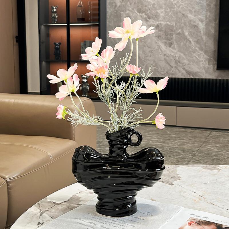 Nordic Ceramic Vase Abstract Art Ornament Living Room Tea Table Dining Table Flower Arrangement Utensils Home Decoration