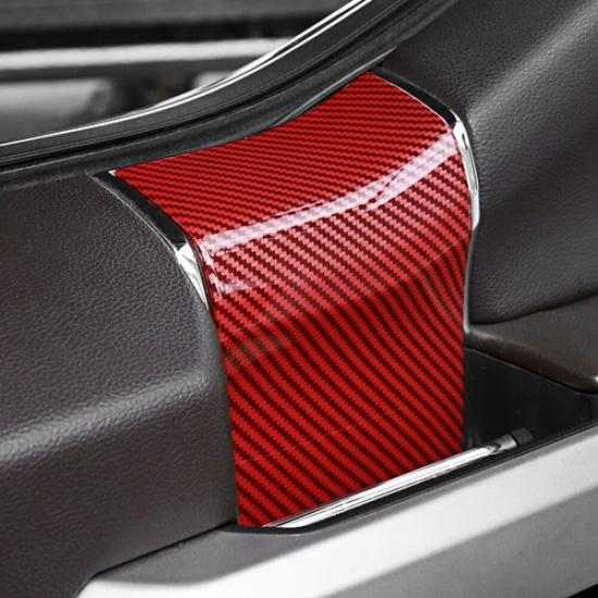 Interior Door Handle Panel Trim Cover For Ford F150 2Door 2015+ Red Carbon Fiber