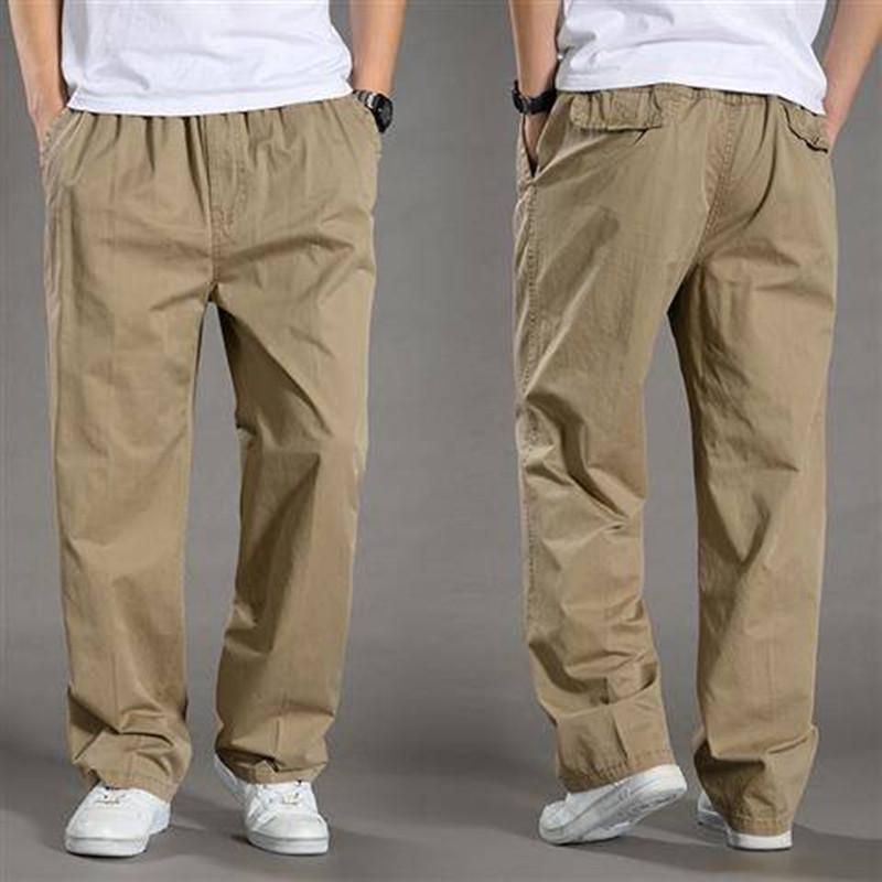 Men's Wide Leg Pure Cotton Workwear Pants - Breathable, Straight Leg Sweatpants for Spring and Autumn