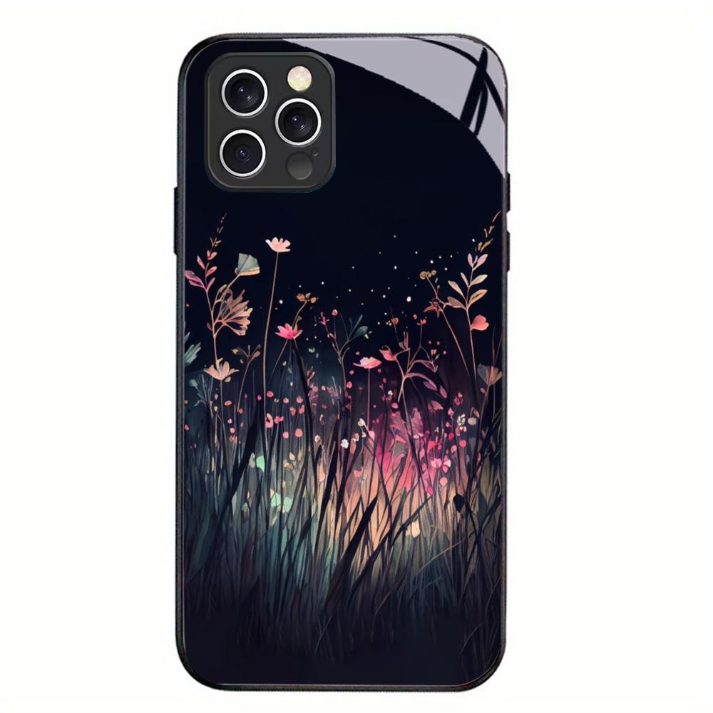 Night Sky Flowers For iPhone 12 13 14 15 16 17 Plus Pro Max Anti-Drop Smooth Touch Protective Shockproof Cellphone Cover