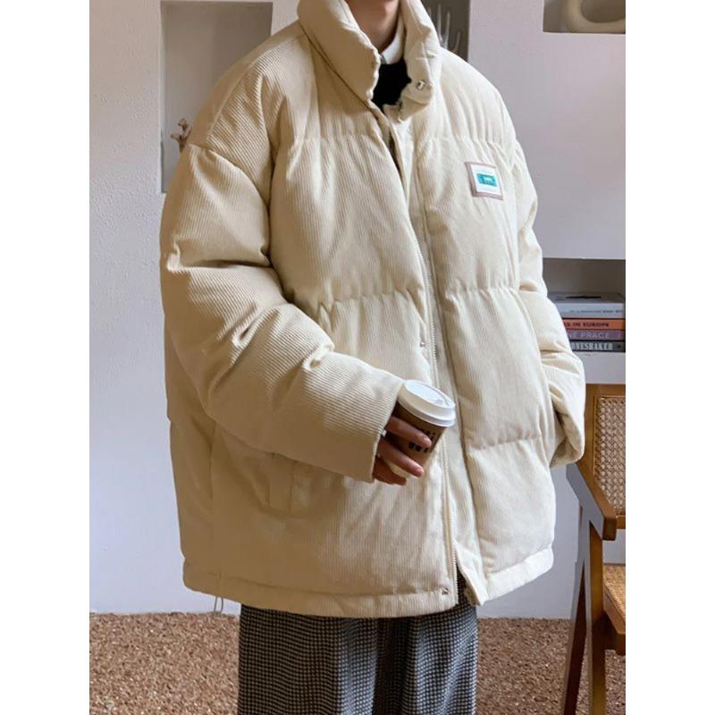 Mens Winter Down Cotton Parka Corduroy Thicken Warm Jackets Casual Loose Coat Unisex Streetwear Japanese Outwear Men