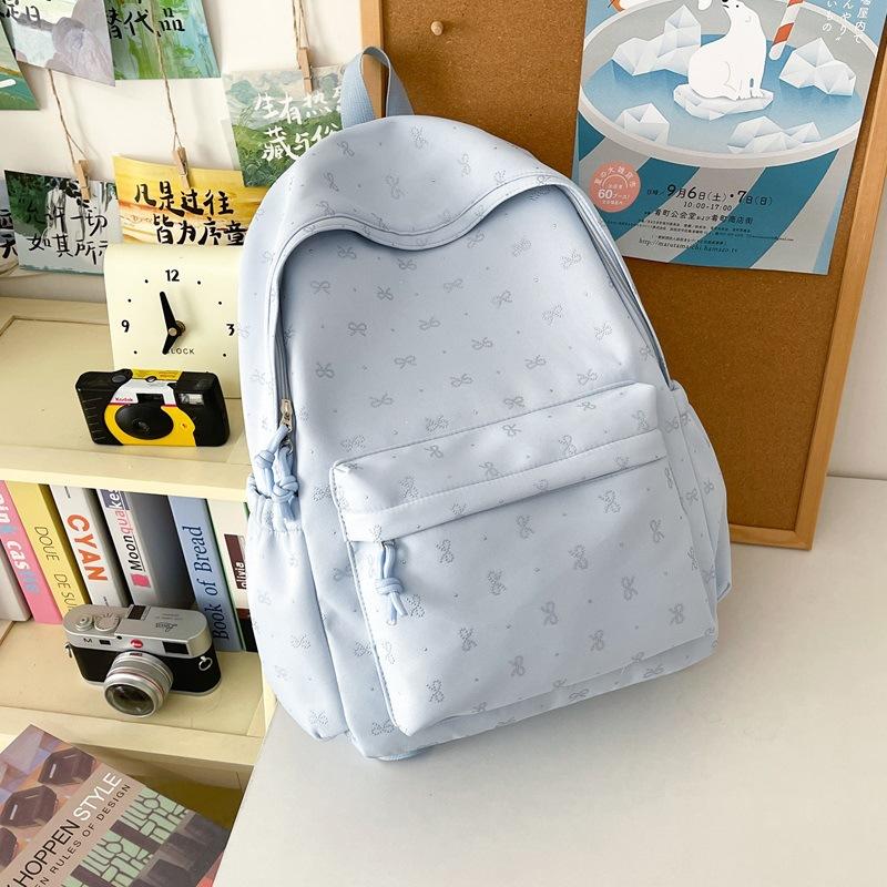Schoolbag New Small Fresh Bow Backpack Women's Large Capacity Simple Versatile Student School Bag Leisure Travel Backpack