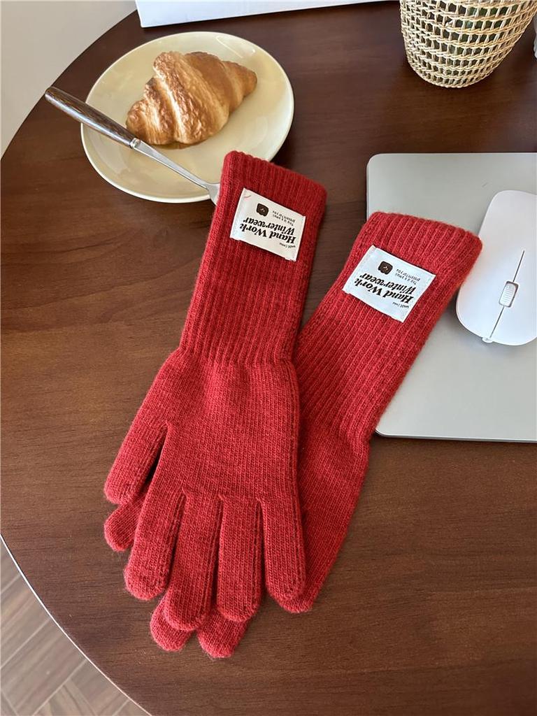 Lange gestrickte Fingerlose Touchscreen-Handschuhe mit verlängertem Handgelenkwärmer für Herbst & Winter