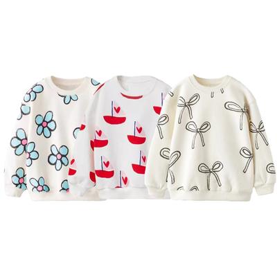 Moletom para meninas, blusa infantil, gola redonda, manga comprida, estampada, blusa infantil