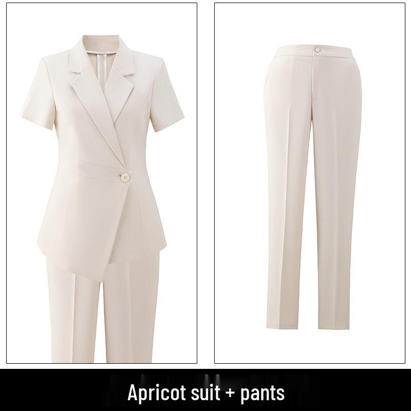 Women's Black Short-Sleeve Suit Jacket – Summer Lightweight, Elegant, Slimming, Professional Wear