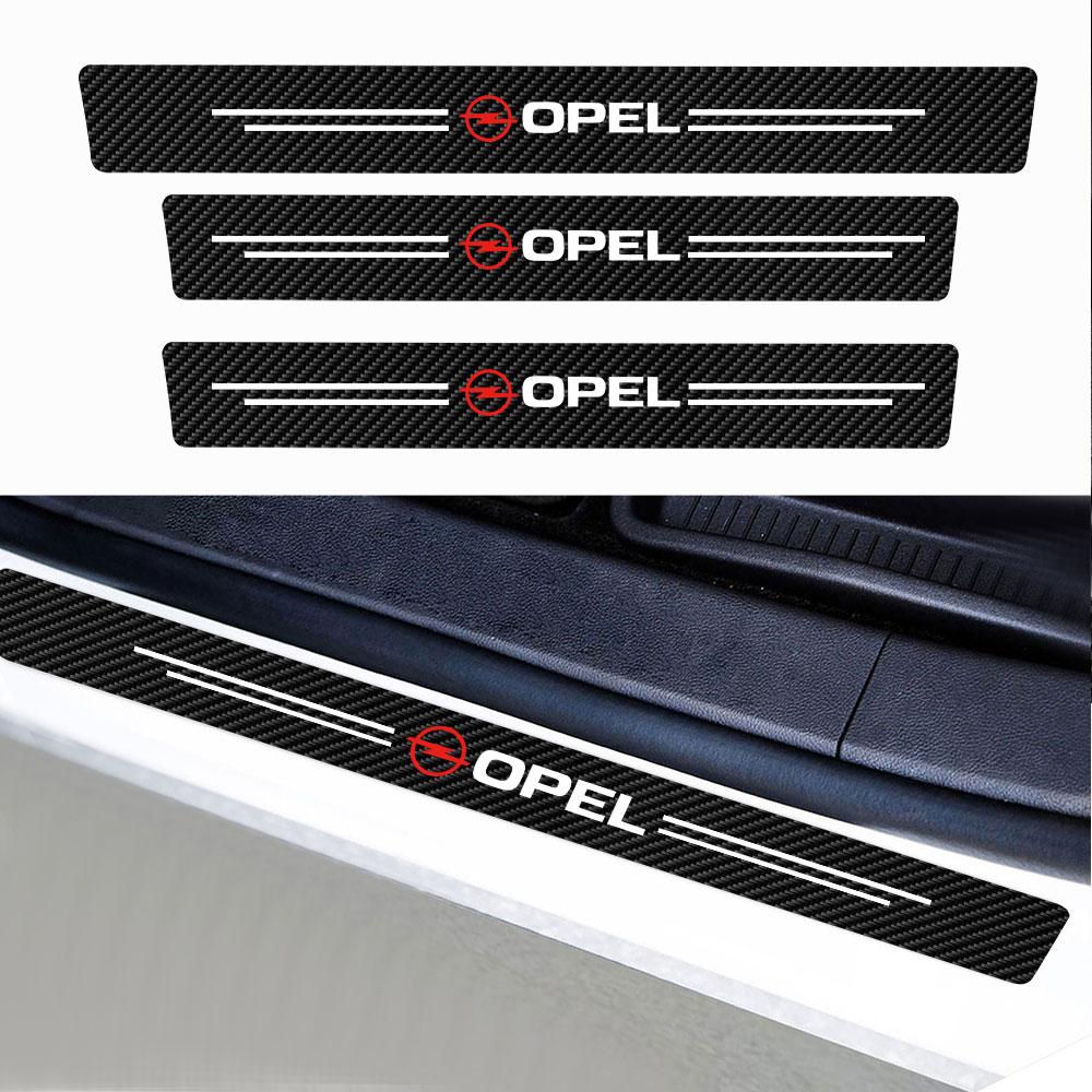4pcs Leather Carbon Fiber Car Door Edge Sill Protector Strip Stickers for Opel Astra H G Insignia Antara Ampera Mokka Zafira GTC Sf6