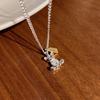 ANENJERY Little Bear Love Heart Letter Necklace For Women Men Clavicle Chain Fashion Jewelry Birthday Gift
