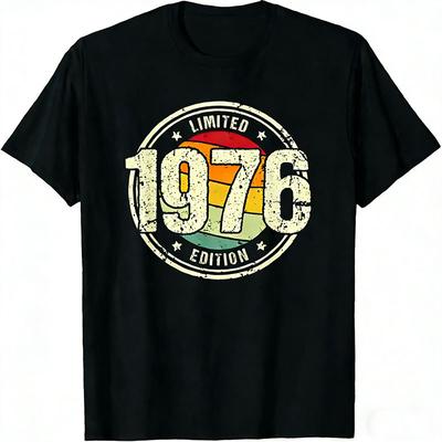 Retro 50 Años Vintage 1976 Edición Limitada 50 Cumpleaños Clásico Camisetas Gráficas Ropa para Mujeres Hombres Verano Camisetas de Algodón
