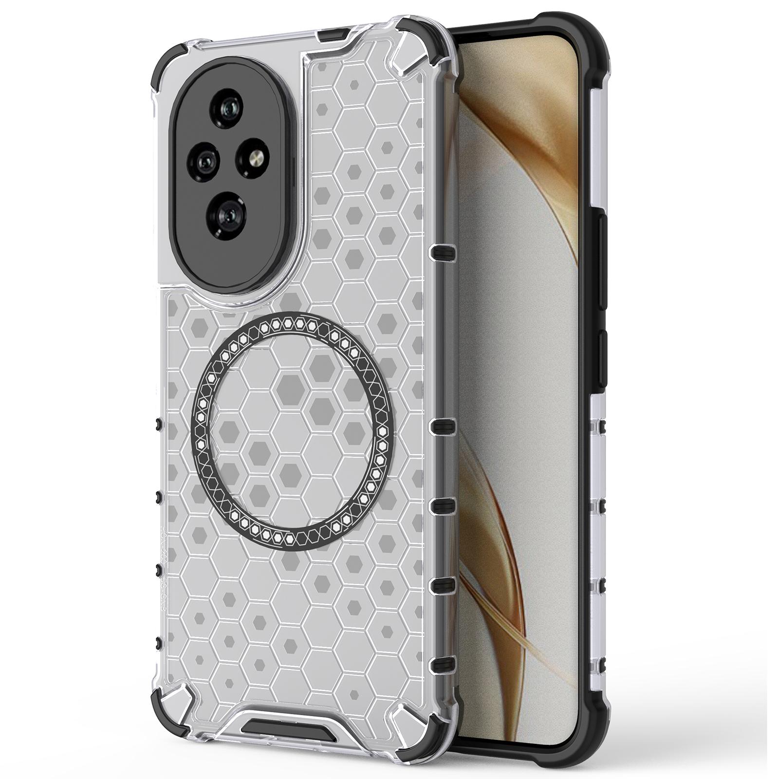 

For Honor 200 5G Magnetic Case TPU+PC Phone Cover Honeycomb Shape Transparent