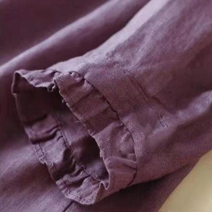 100% bavlna Literární retro košile Top Dámské Volné Univerzální pětibodové rukávy Tenké Prodyšné