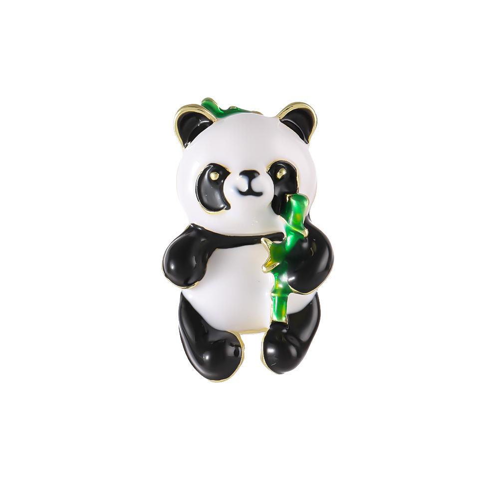 Chinese Style Cute Panda Hugging Bamboo Brooch Cartoon Small Animal Corsage