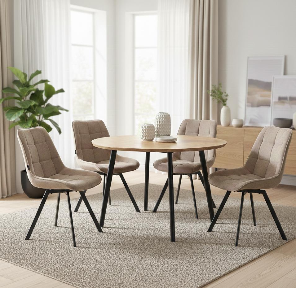 PANKO 2 Upholstered Swivel Chair, Light Beige Fabric