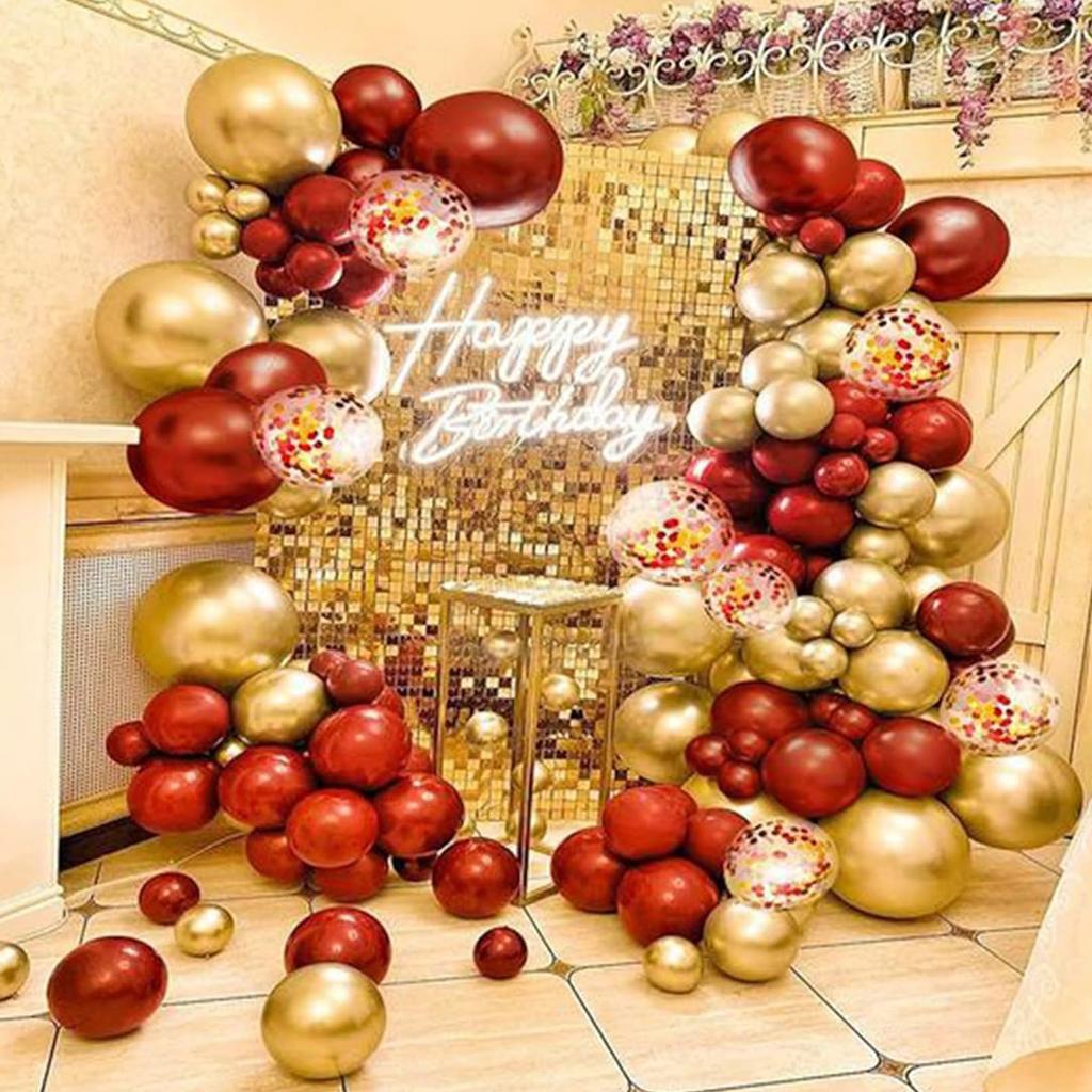 119pcs Red and Gold Balloons  18 Inch 12 Inch 10 Inch 5 Inch for Balloon Garland or Balloon Arch As Birthday Party Decorations