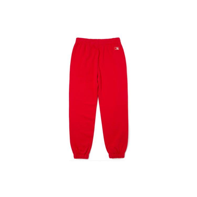 MLB Logo Fleece Cuffed Mid-Rise Knitted Sports Pants Unisex pants Red 3APT00216-43RDS