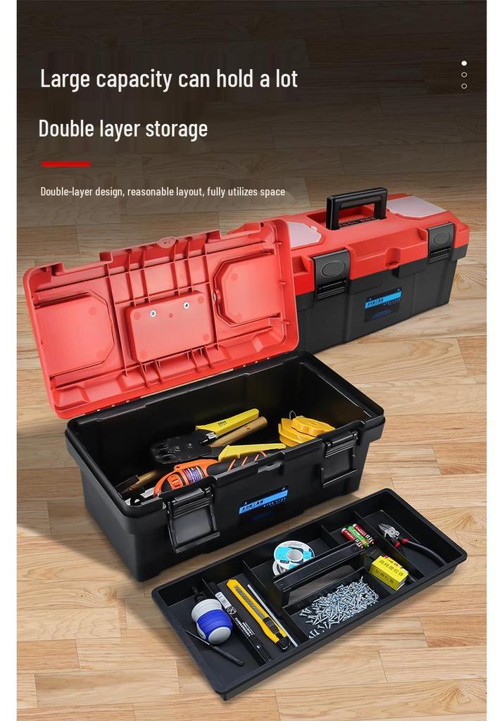Two-Layer Multifunctional Handheld Tool Storage Box for Home Electricians