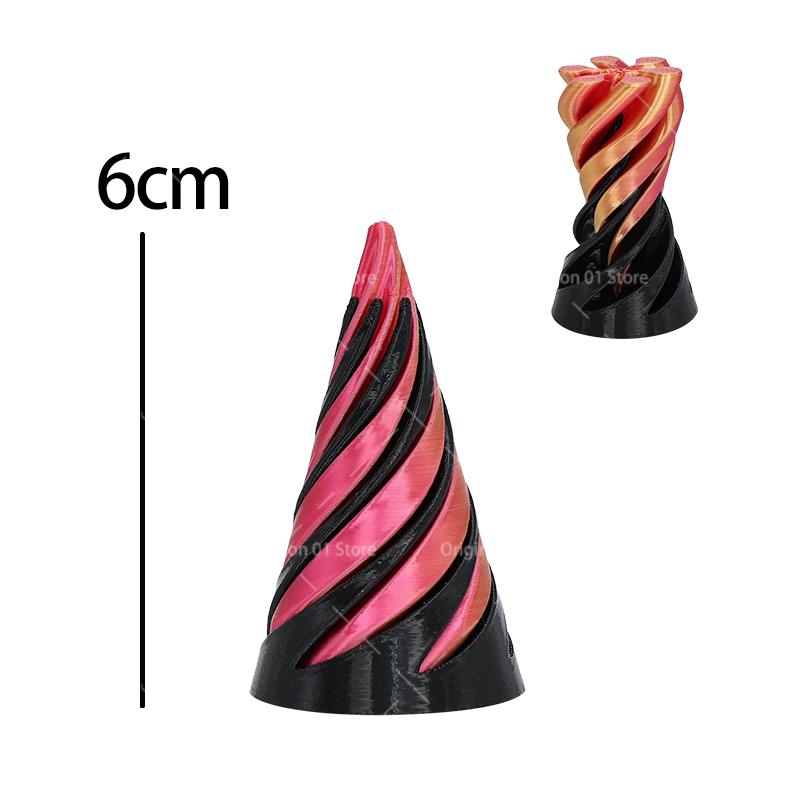 3D Printed Spiral Cone Fidgeting Plaything Impossible Pyramid Passthrough Ghost Sculpture Small Vortex Thread Illusion Relaxation Toy