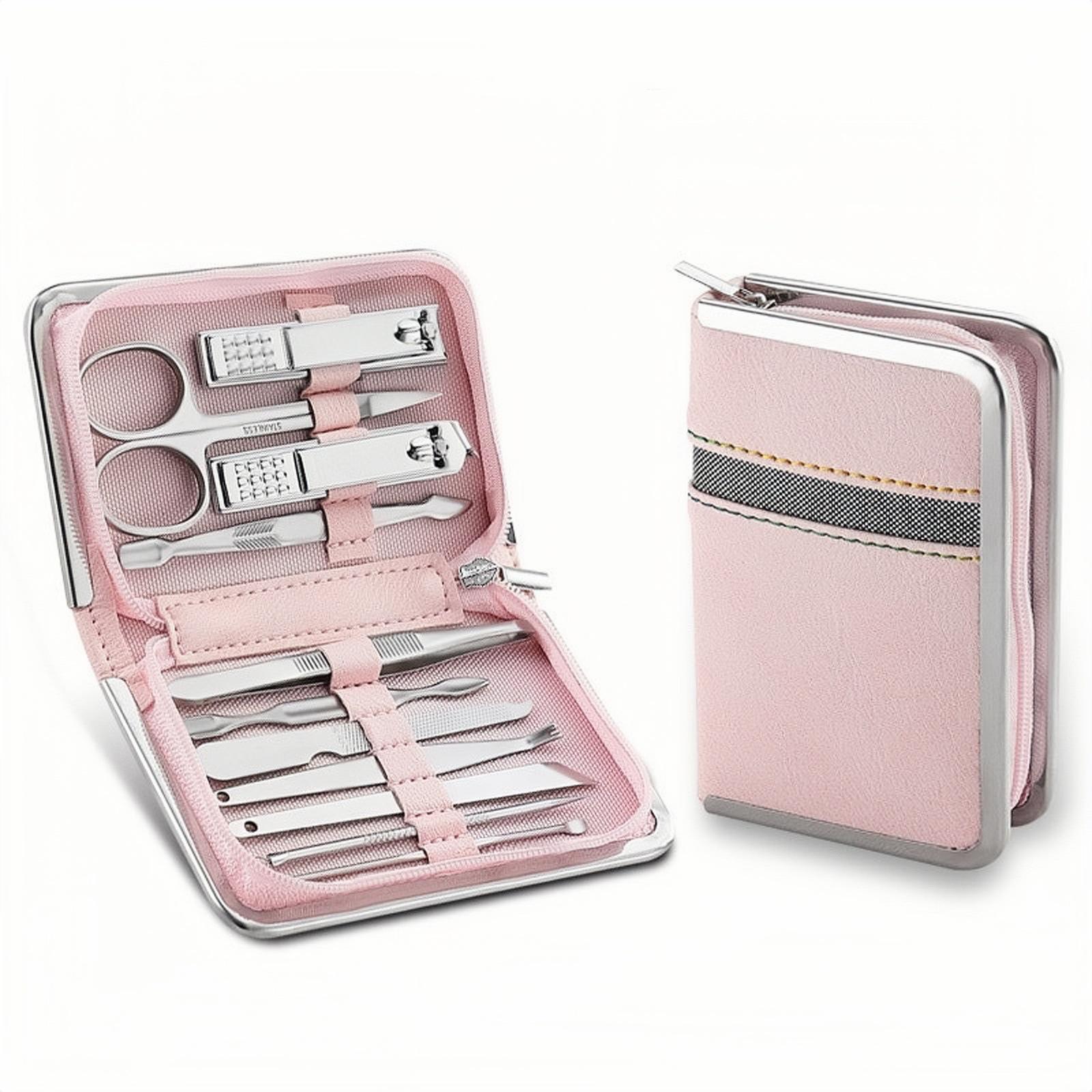 26-Piece Stainless Steel Manicure Set: Portable Nail Clippers, Cuticle Scissors & More