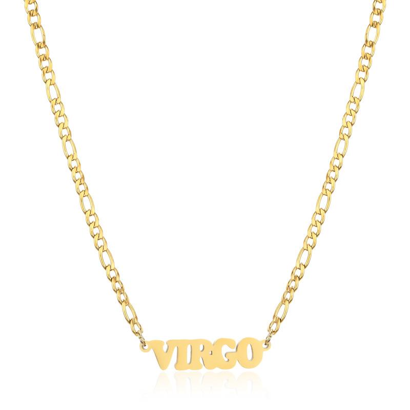 Gold/Silver/Rose Gold Color Twelve Constellations Stainless Steel NK Chain Pendant Necklace Female Jewelry 18+2in