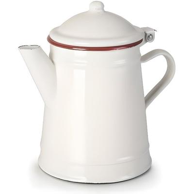 Kawiarka - IBILI - 908501 - Stal emaliowana - Biała - 1 L - Bordowe obszycie