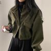 Women's Autumn and Winter Stand-up Collar Niche Short Slouchy Style Loose Casual Tweed Coat