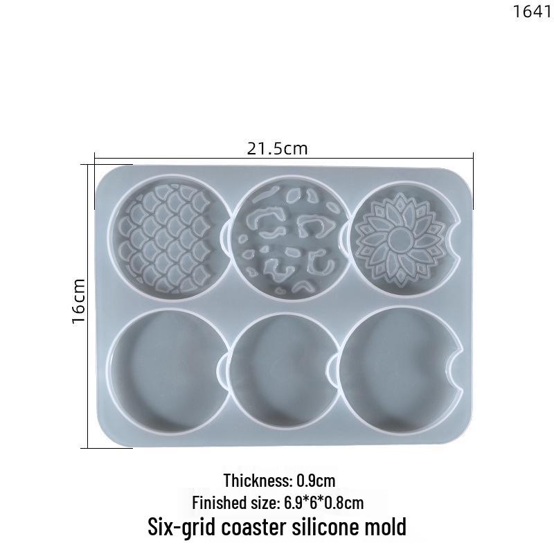 Poppy DIY Six-Grid Resin Coaster Mold - Silicone Cup Holder for Drinks