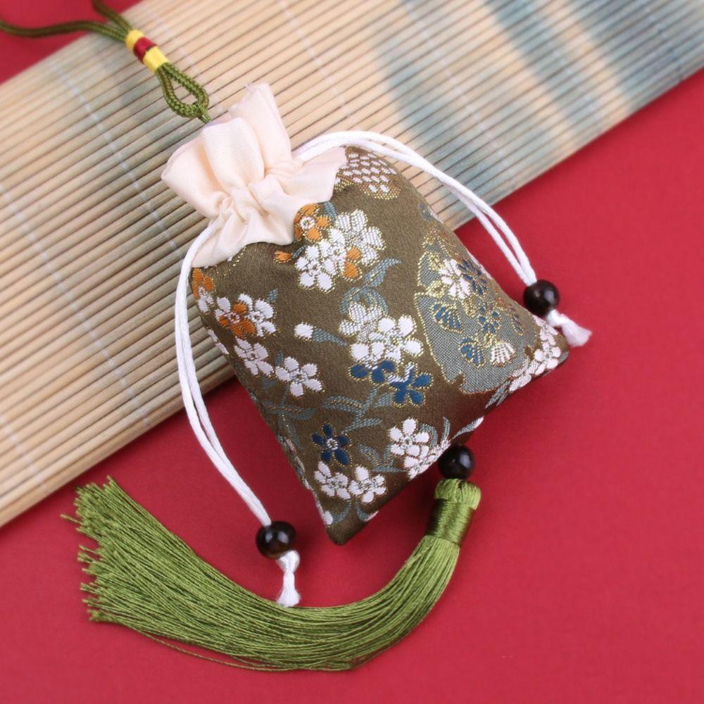 

Floral Canvas Ethnic Flower Handbag Beaded Chinese Style Sachet Bag Bedroom Decoration