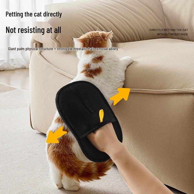 Double-Sided Pet Hair Removal Glove - Static Bristles & Lint Adhesive Brush for Cat, Dog, Carpet & Sofa