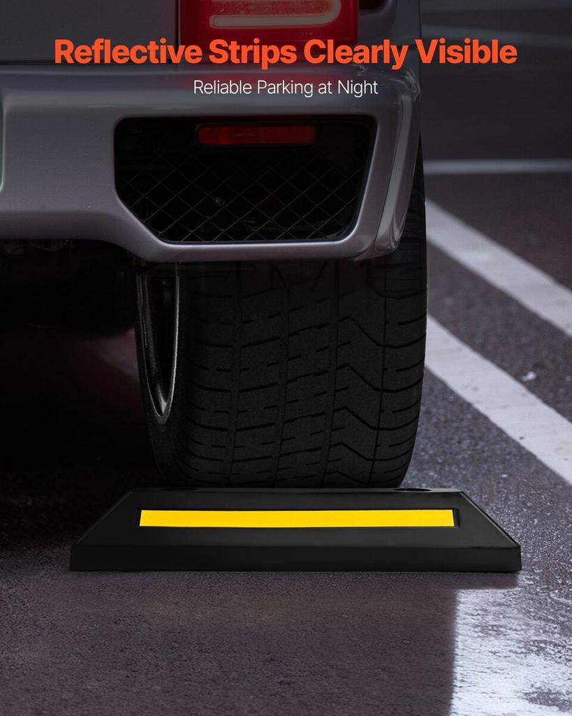 Parking Stopper, 548 Mm 2 Pcs Heavy Duty Parking Aid for Garage, Rubber Curb Garage Floor Stopper with Reflective Strips, Aid Gadgets for Cars Vans