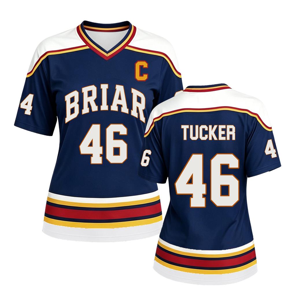 Briar Graham Unisex Ice Hockey Short Sleeve Jersey Number 46 Tucker Printed Sportswear V Neck Athletic Shirt for Casual Wear