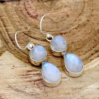 Moonstone Earring,925 Sterling Silver, Dangle Earring, Gift For Her, Bezel Earring, Silver Charm Jewelry, Wedding Gift