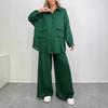 Fall Winter Women's 2 Pieces Outfits Long Sleeve Loose Shirt + Wide Leg Pants Set Casual Fashion Outfit