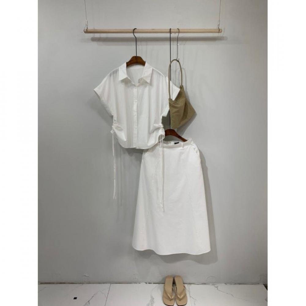 C S In The Room Semi Crop Roll Up Cap Sleeve Shirt 4 ColorS