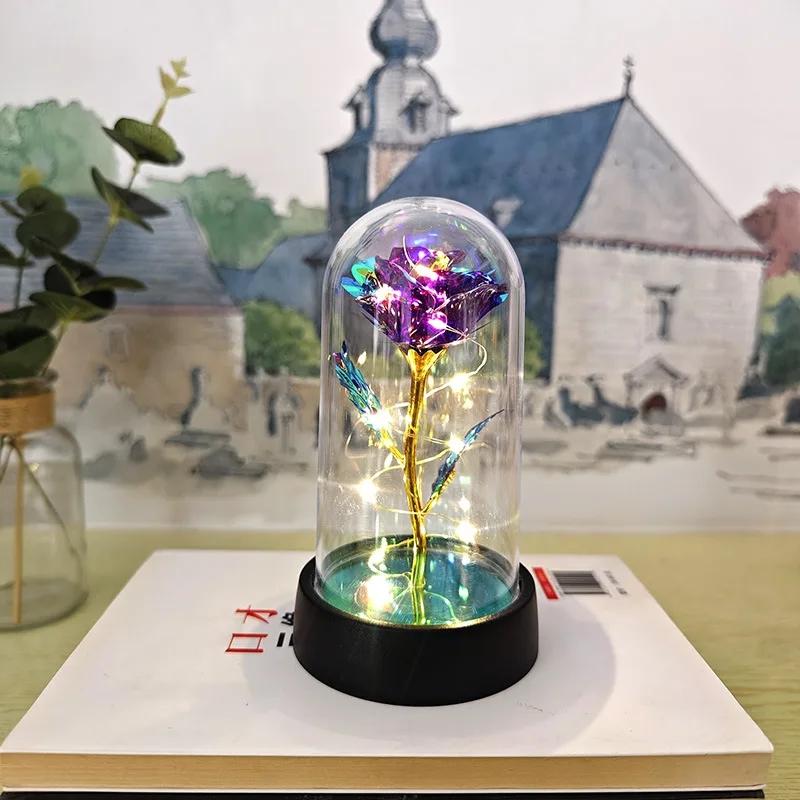 1pc Hot LED Enchanted Galaxy Rose Eternal Beauty Rose With Fairy Lights in Dome for Valentine's Day Wedding Party Mother's Day