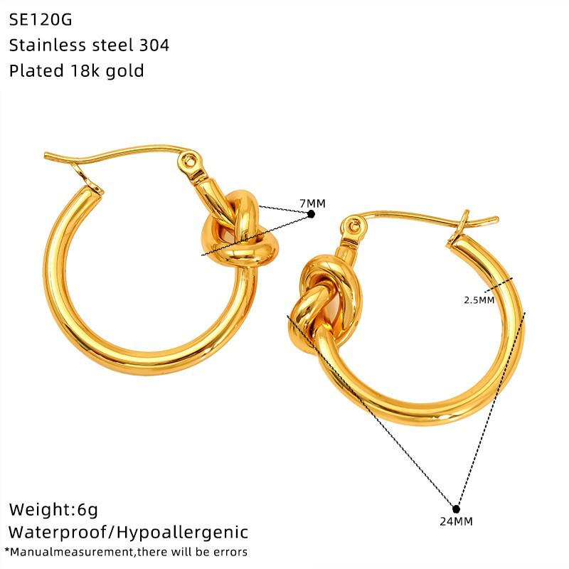 European & American Minimalist Titanium Steel Gold Wrap-Around Earrings - Women's Ins Style, Light Luxury Versatile Design
