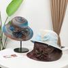 Hat female summer middle-aged and old eaves organza flower cool hat foldable sunshade sunscreen mother sun basin hat