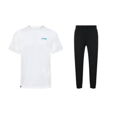 Minimalist Brand Logo Round Neck Pullover Short Sleeve Quick-Dry Thin Long Pants Casual Sports Suit Unisex Suit AHST347-3+AYKS419-1