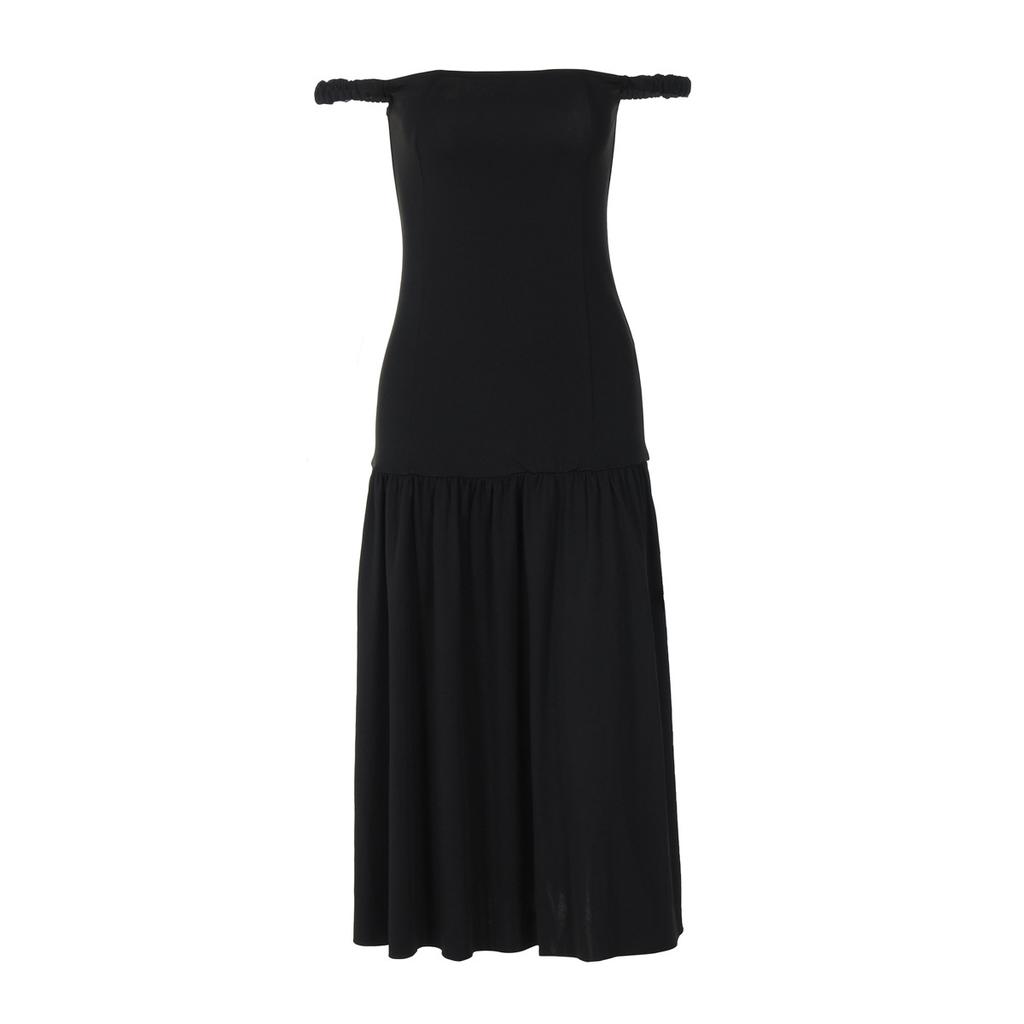 Women's Autumn Solid Color Fashion Line Shoulder, Chest and Waist Slim-fit Dress Dress
