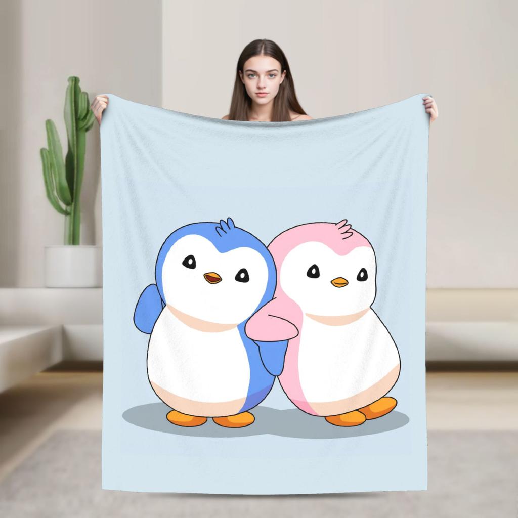 P-Pudgy Penguin Blanket Cute Penguin  Fleece Funny Warm Throw Blankets For Bedding Lounge Textile Decor,