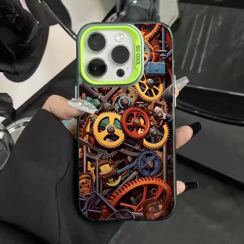 Cool Graffiti Mechanical Pattern TPU Basic Phone Case for iPhone 16 15 Pro Max 16E 14 13 12 11 XS X XR 7 8 Plus Hard Back Cover