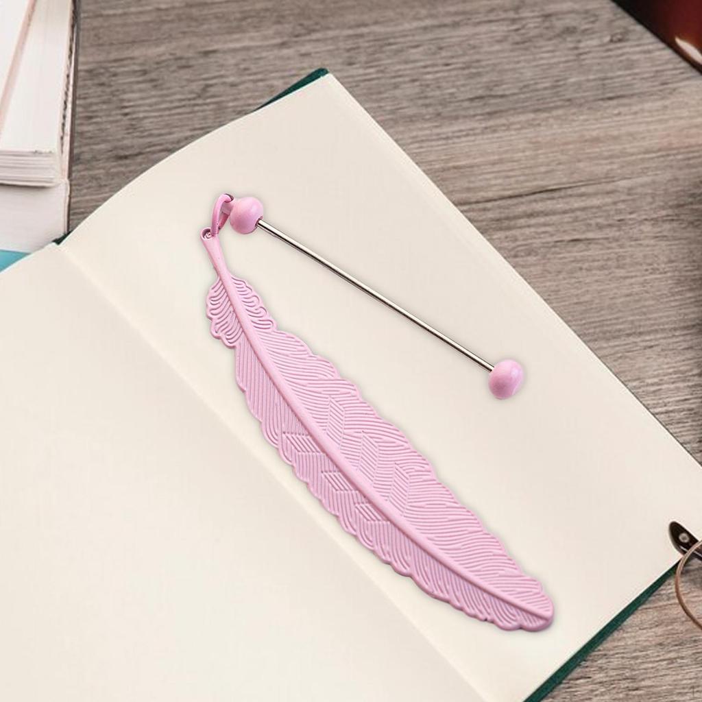 Metal Feather Bookmark, DIY Beadable Hook Book Marker for Kids, Adults