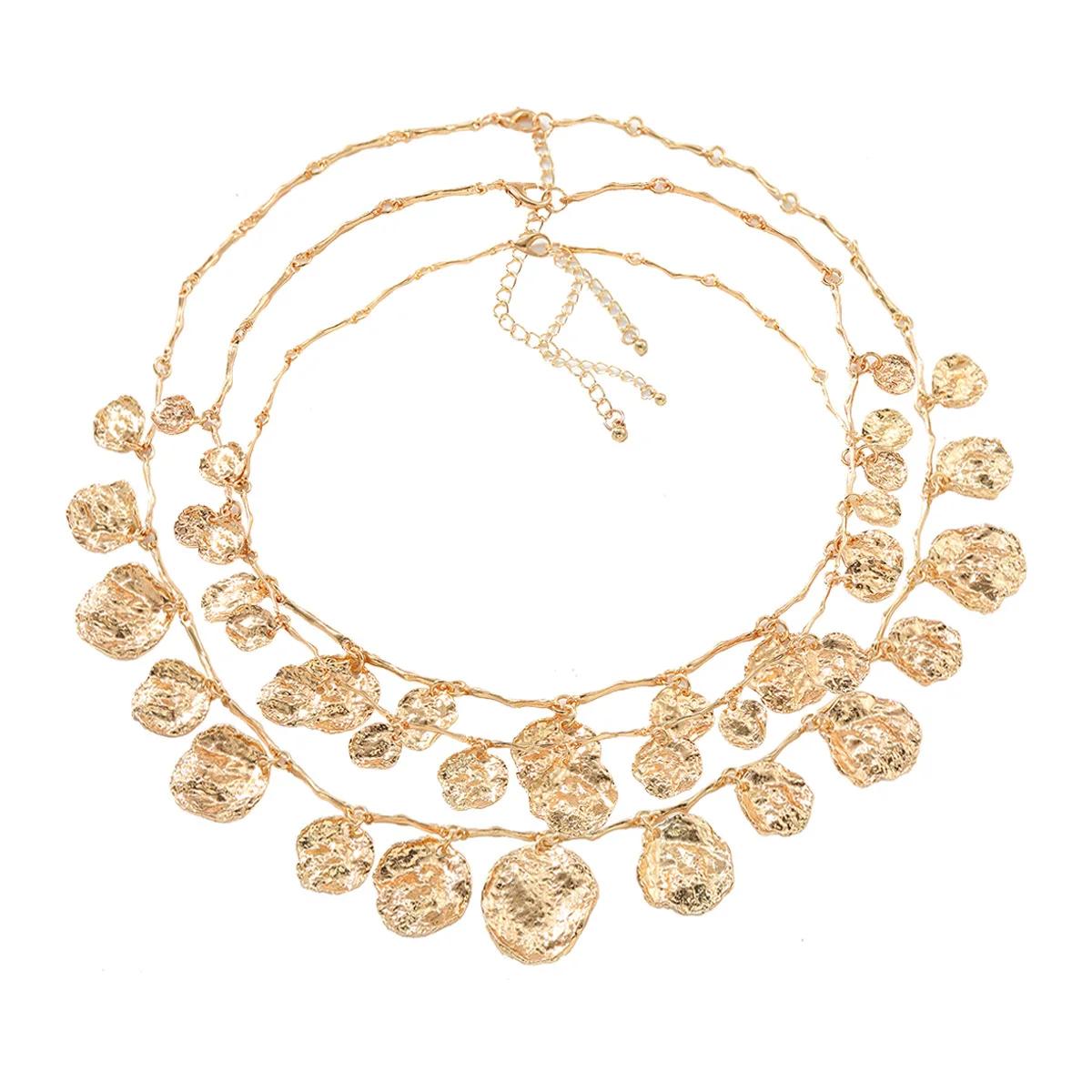 

Модные украшения 2024 года Золотой цвет Винтажный Крутой стиль Многослойная подвеска Наслоенная Геометрическая Круглая Подвеска Монета Ожерелье