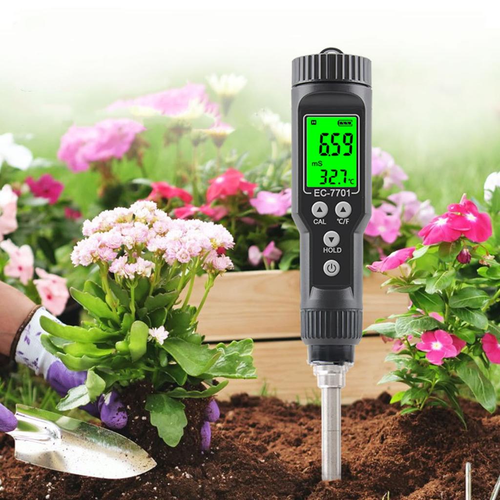 Digital Soil Meter, Portable EC Tester with LCD Backlight Display for Greenhouse Horticulture Farmland