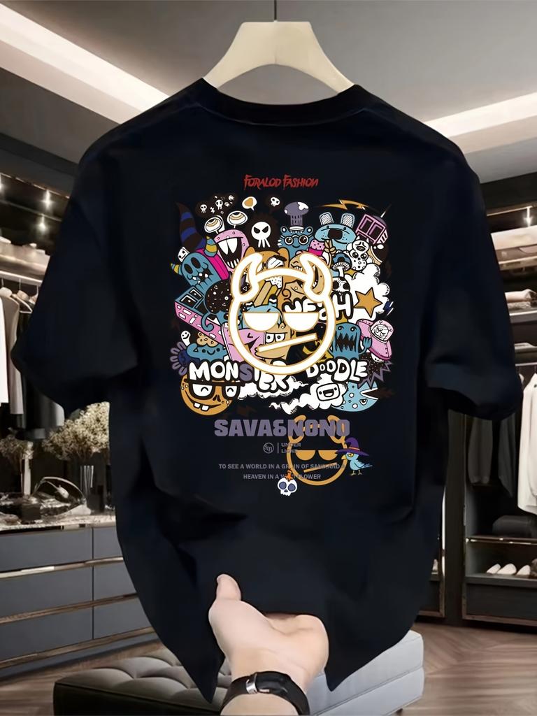 Herre kraftig 100 bomuld grafisk t-shirt let og åndbar behagelig afslappet tøj trendy maskinvaskbar