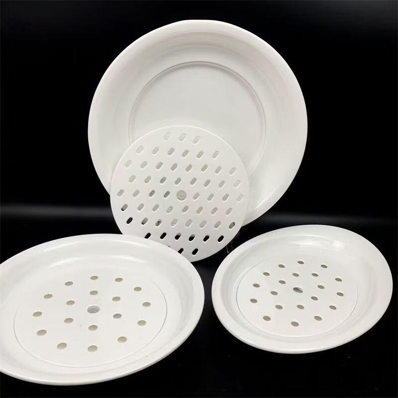 Large Melamine Round Draining Dumpling Plate