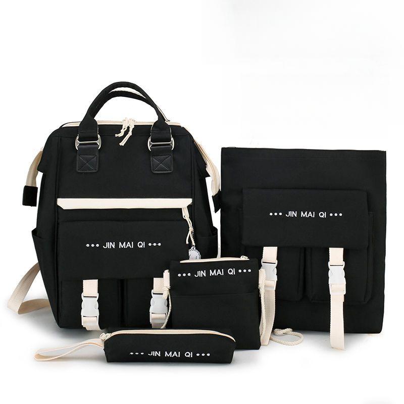 Internet Celebrity Backpack Set Female Students Korean Version of Fashionable Versatile Backpack Middle High School Students  Large Capacity Backpack